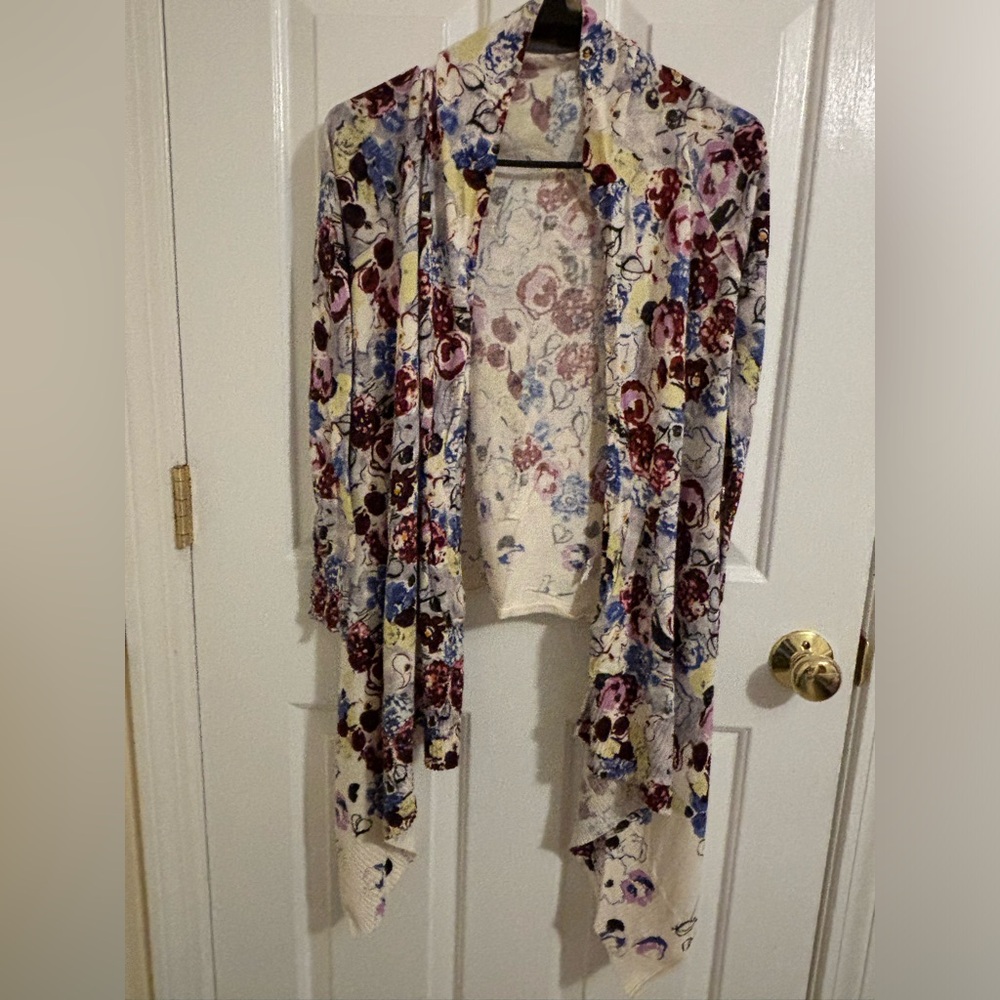 Guinevere for Anthropologie Asymmetrical Floral sweater